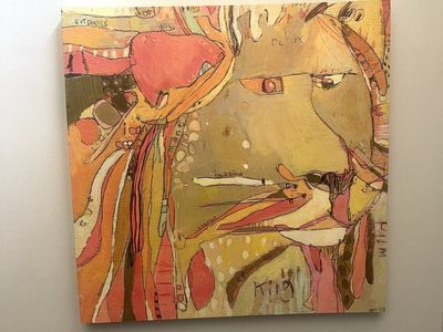 30" X 30" Abstract Lion Wall Art Transfer on Canvas - Artist Jennifer Mercede