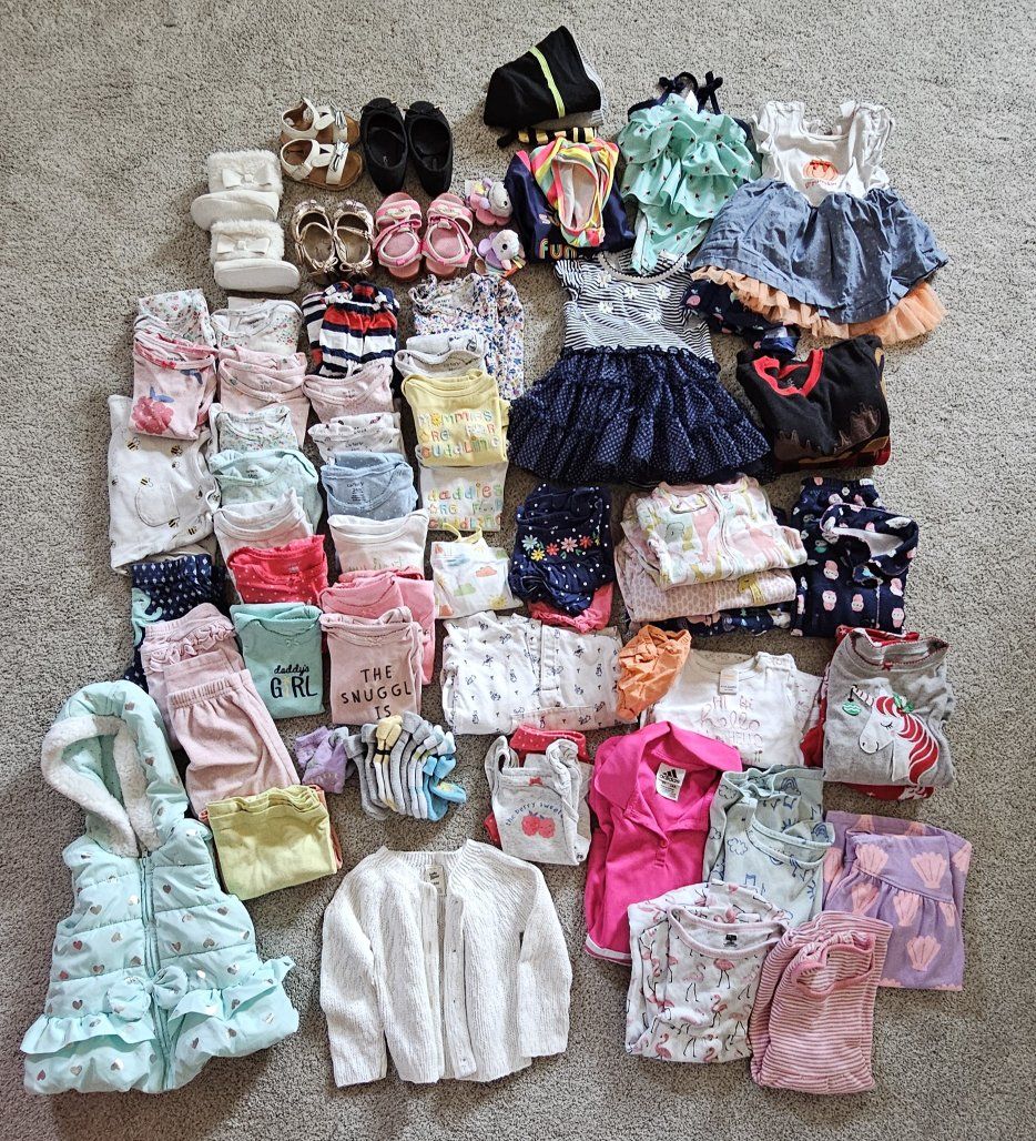 Baby/Toddler Girl Clothes Lot - Tops, Bottoms, Dresses, Outerwear, Pajamas, and Shoes