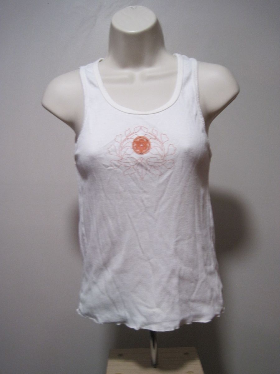 American Eagle Women's Small Floral White U-Shaped Neckline Sleeveless Tank Top