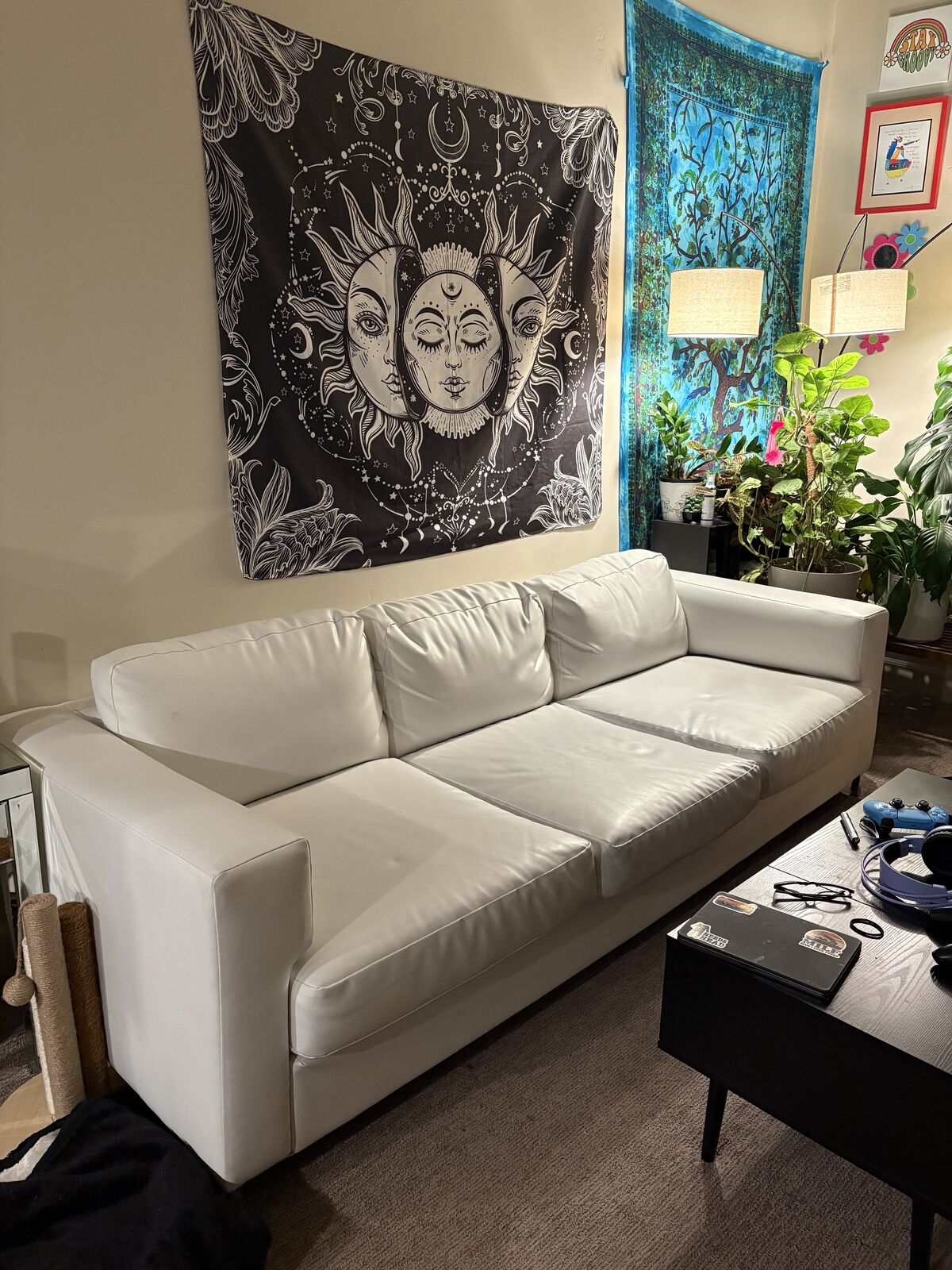 White leather couch