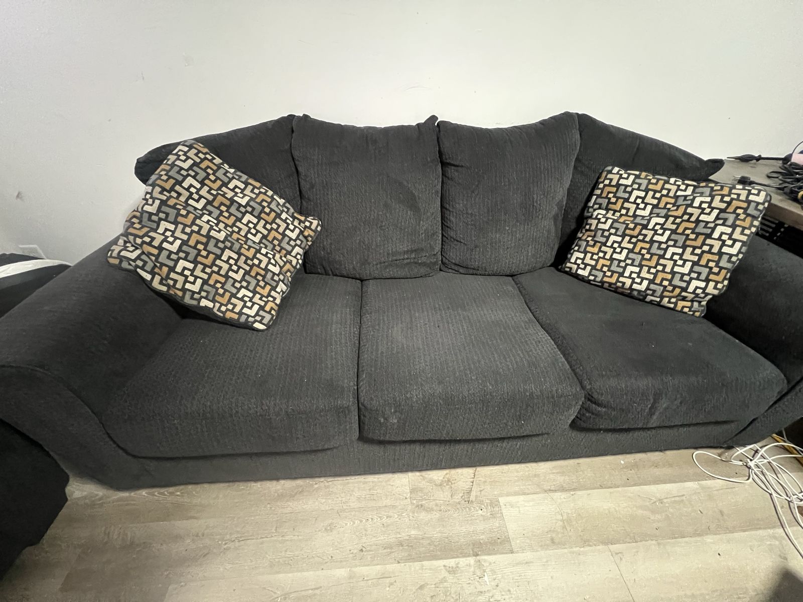 Modern Black 2-Piece Couch Set