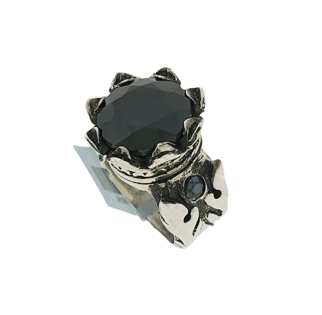 King Baby Black Cubic Zirconia Crown Ring in Sterl