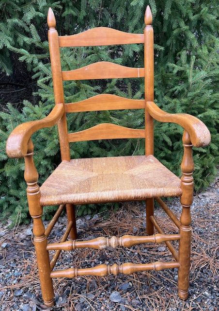 Vintage Ash Carver high-back chair w/ ladder back