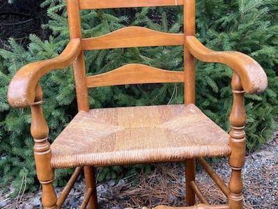 Vintage Ash Carver high-back chair w/ ladder back