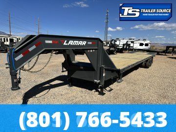 8.5x36 Lamar FD Gooseneck Hydraulic Dovetail Equipment Trailer -  25.9K GVWR - 12k Axles