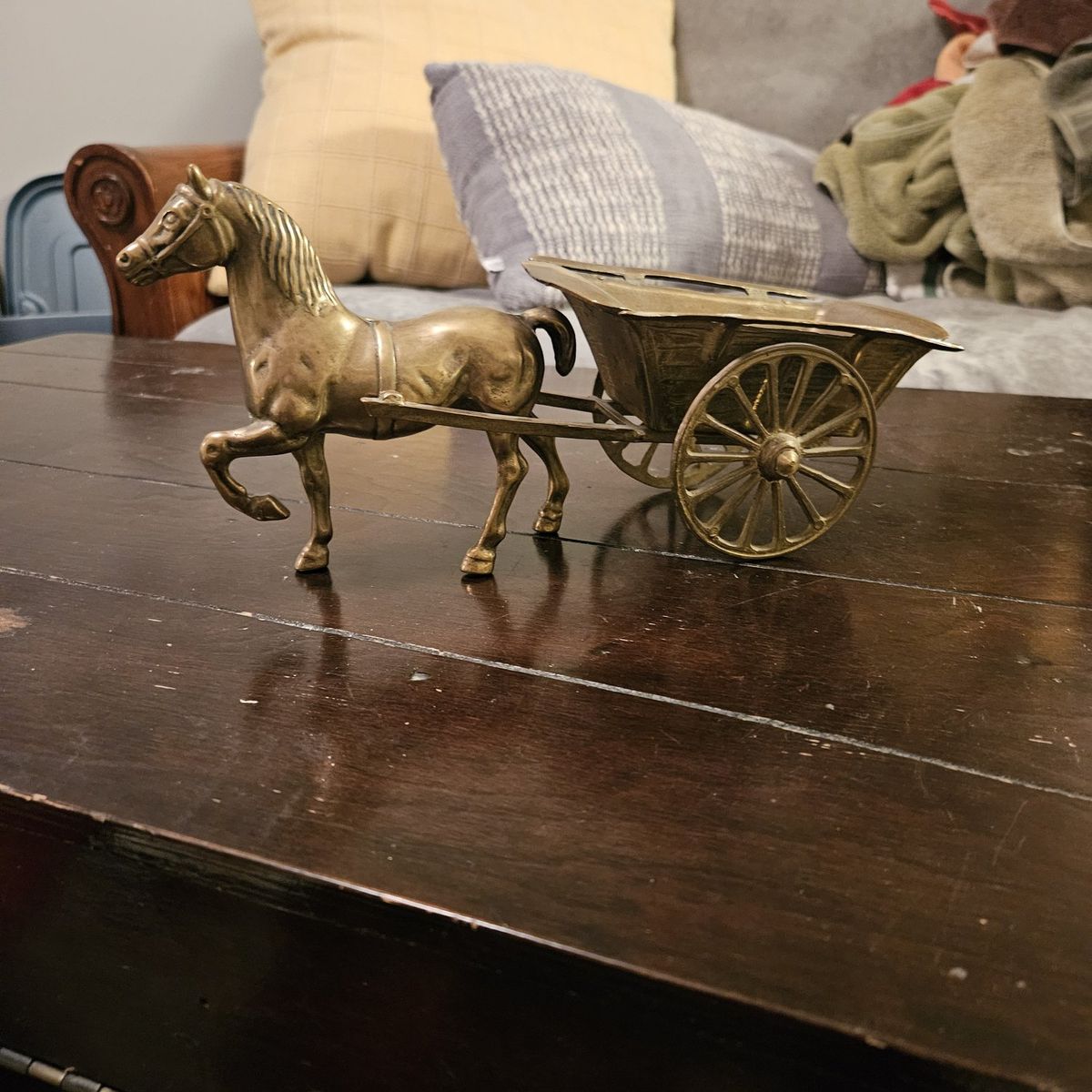 Brass horse and cart