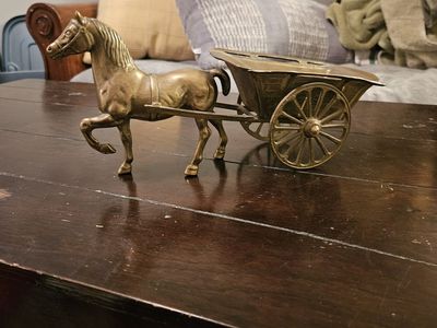 Brass horse and cart