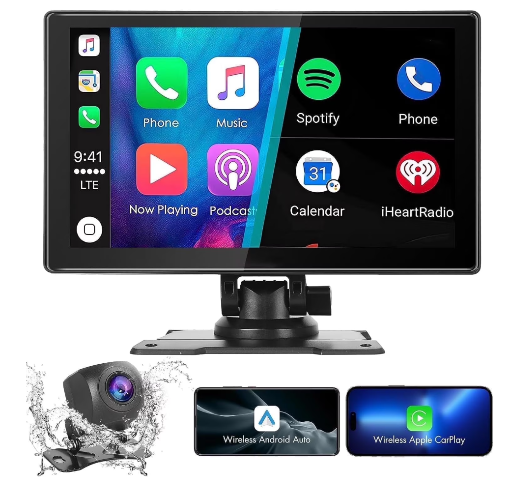 NEW Portable Car Stereo, Wireless Apple CarPlay&Android Auto, 9” FHD