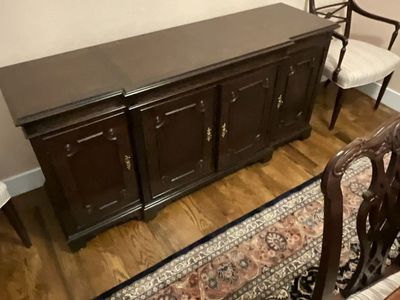 Formal dining table with 8 chairs and sideboard