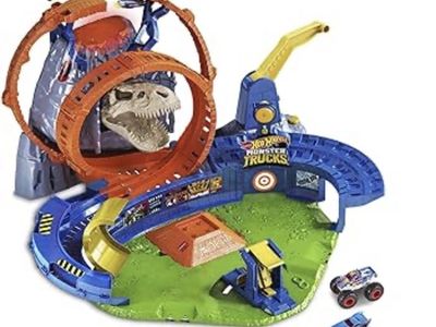 Hot Wheels Monster Trucks T-Rex Volcano Arena Track Set