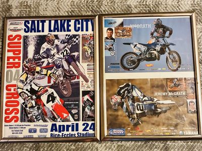 Framed Salt Lake City 2004 Supercross Poster and Jeremy McGrath Motocross Poster Set