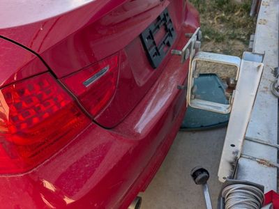 BMW Sedan - Used Car for Parts or Repair - Red, With Wheels & Some Damage