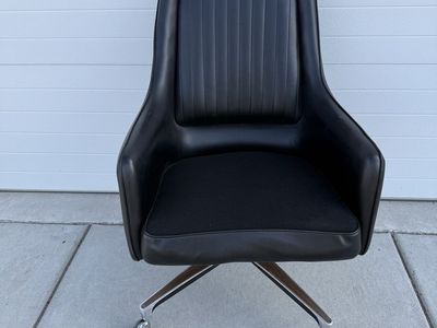 Vintage Mid Century CHROMCRAFT Black Office Chair