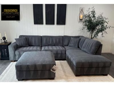 ARTESIA CORDUROY SECTIONAL AND OTTOMAN WE OFFER DELIVERY