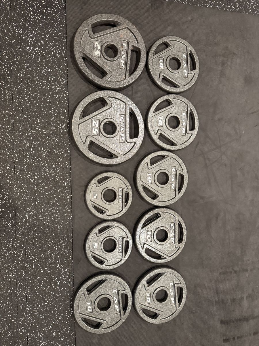 CAP Barbell Olympic Grip Weight Plates Set with Storage Rack
