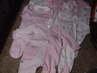 PRETTY IN PINK..6 COTTON PAJAMAS 6-9 MOS.