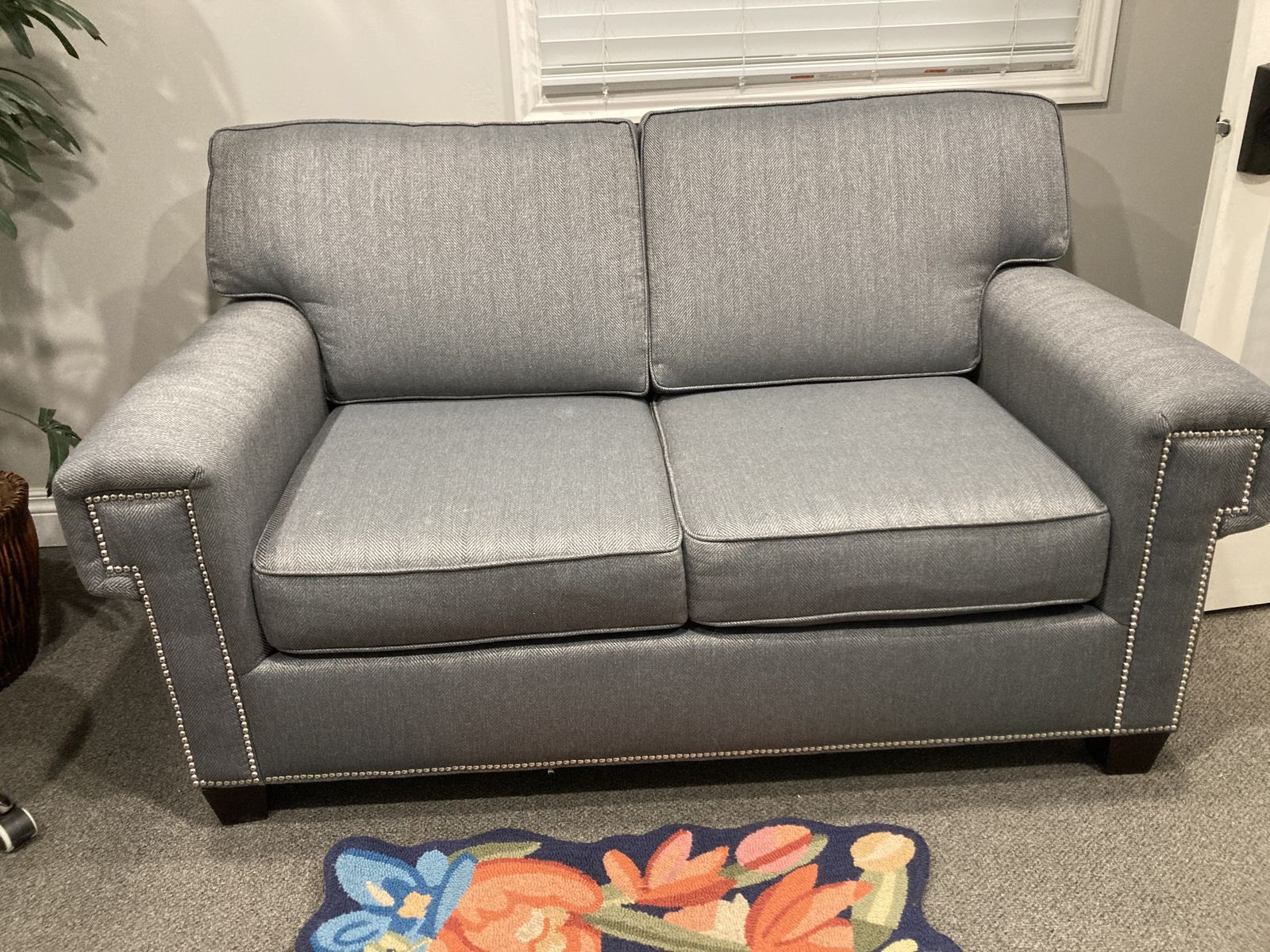 Blue gray loveseat