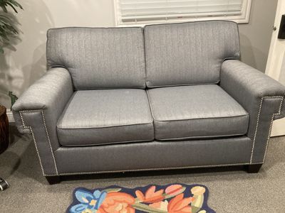 Blue gray loveseat
