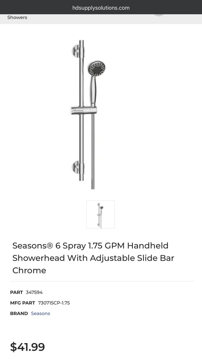 Handheld showerhead with adjustable slide bar