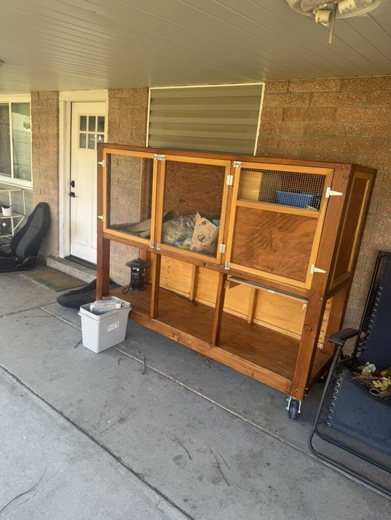 large homemade bunny hutch/coop