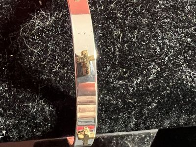 Silver and Gold-Tone Cross Cuff Bracelet - Religious Jewelry