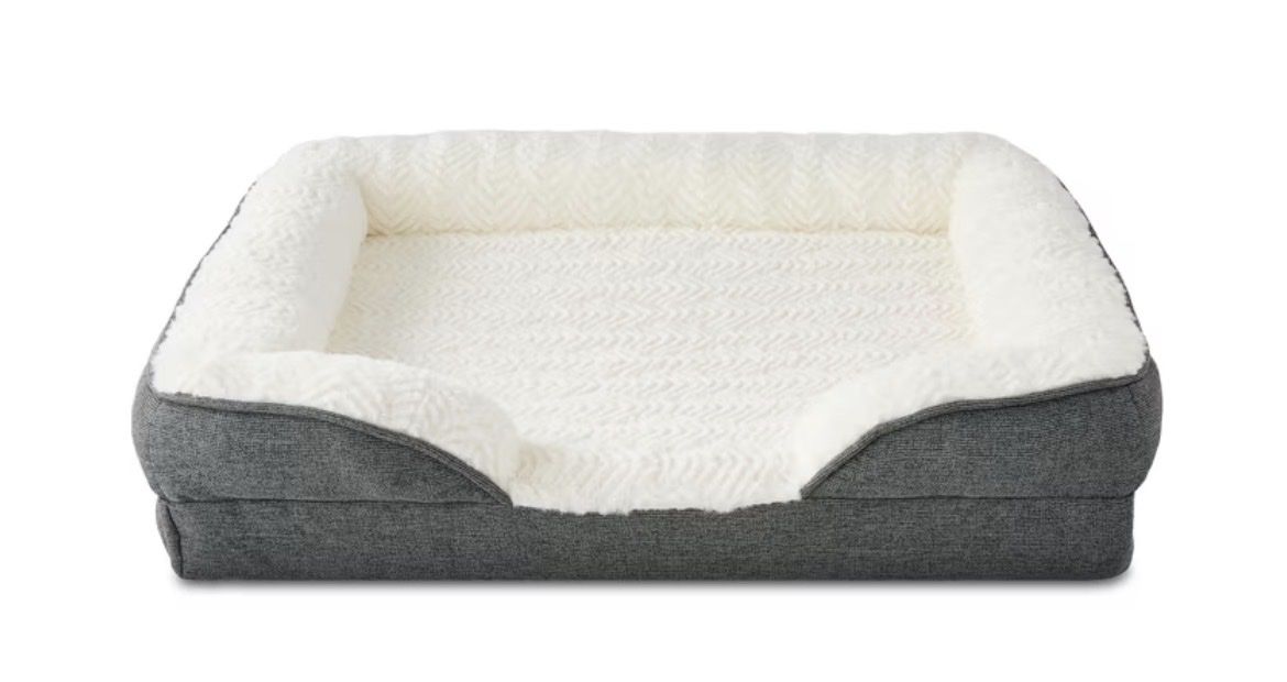 Small Orthopedic Bolster Dog Bed, Gray, 23" x 28"