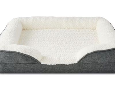 Small Orthopedic Bolster Dog Bed, Gray, 23" x 28"