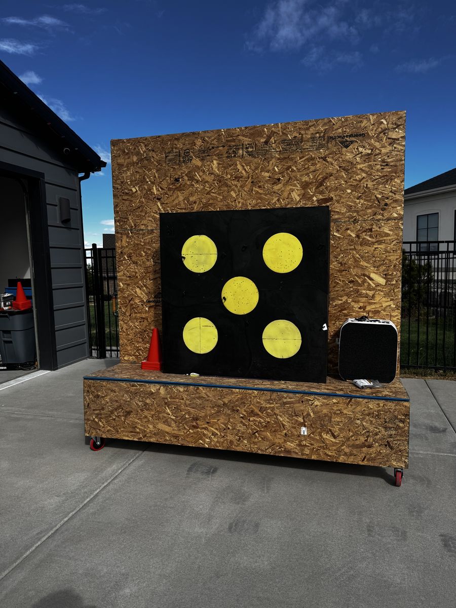 Rinehart wave archery target with Custom-Built rolling Target Stand