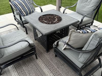 Patio set with fire pit table