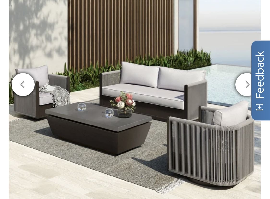 Grand Leisure 4 Pc Outdoor Patio Deep Seating Set