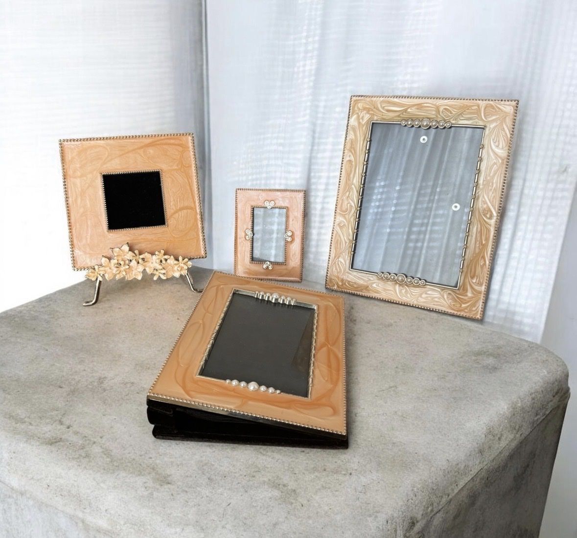 Set of photo frames salmon color
