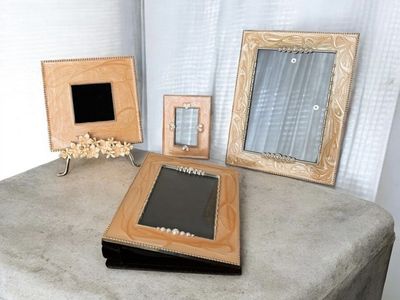 Set of photo frames salmon color