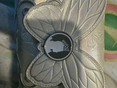 Loungefly Wicked Butterfly Floral Embossed Iridescent Wallet White Silver Bi-Fold Snap Closure