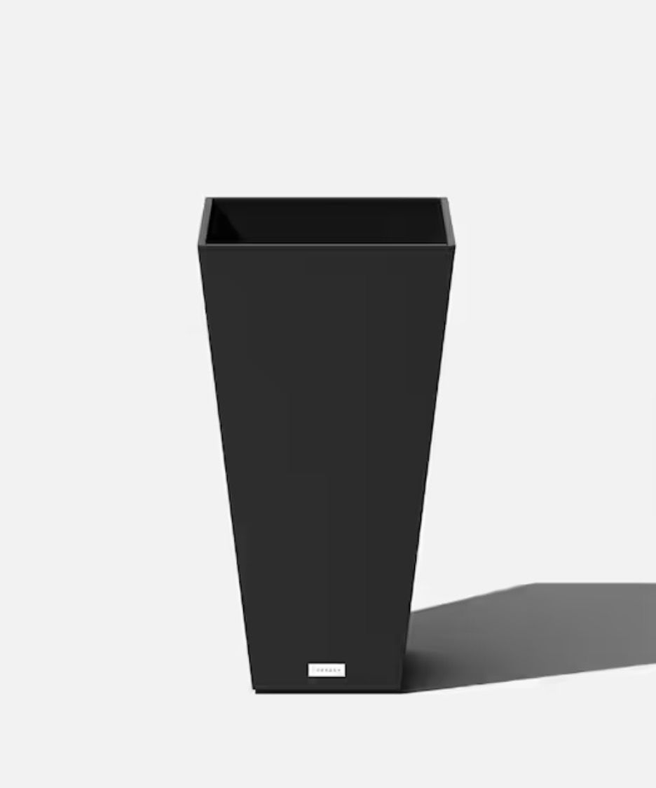 Veradek Midland 26" Tall Tapered Square Planter Black Outdoor/Indoor