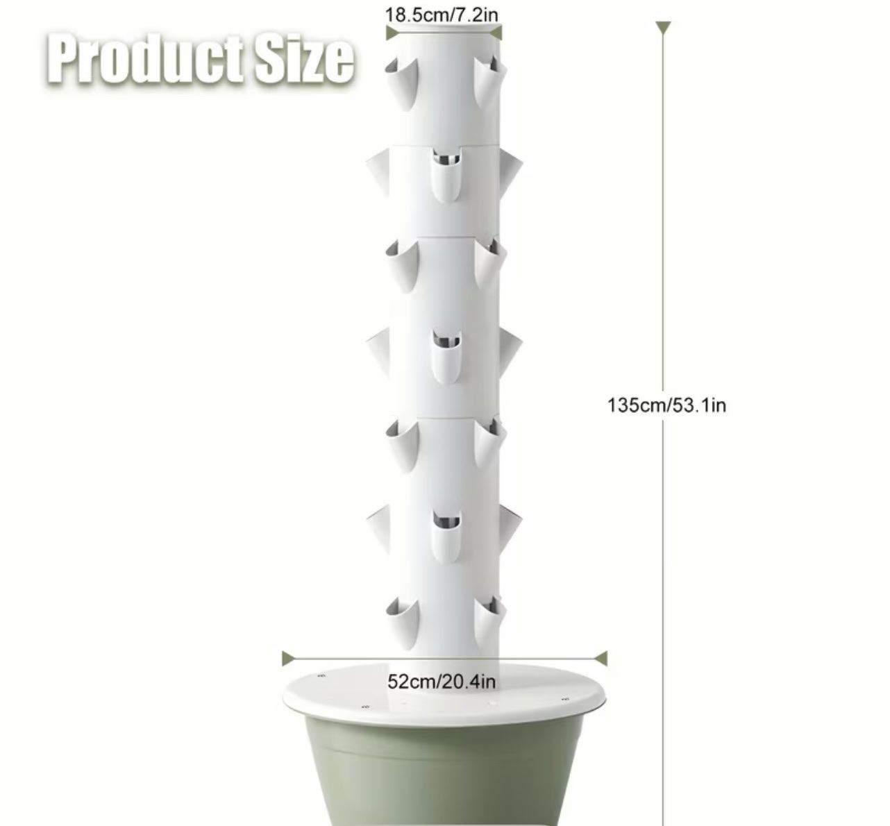 Vertical Garden Tower Planter System White 53 Inch seven layers