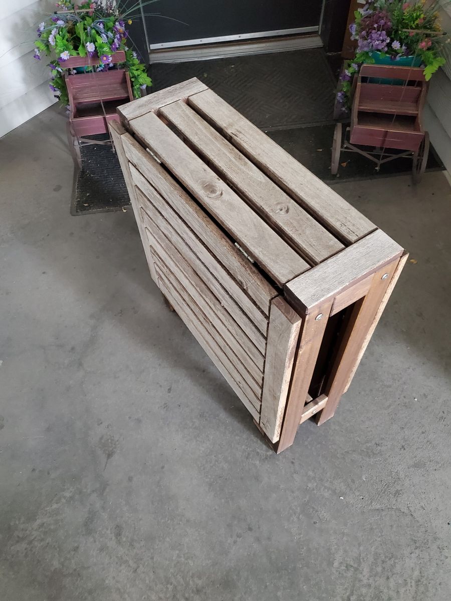 Folding Wood Patio Table - Compact Outdoor Furniture