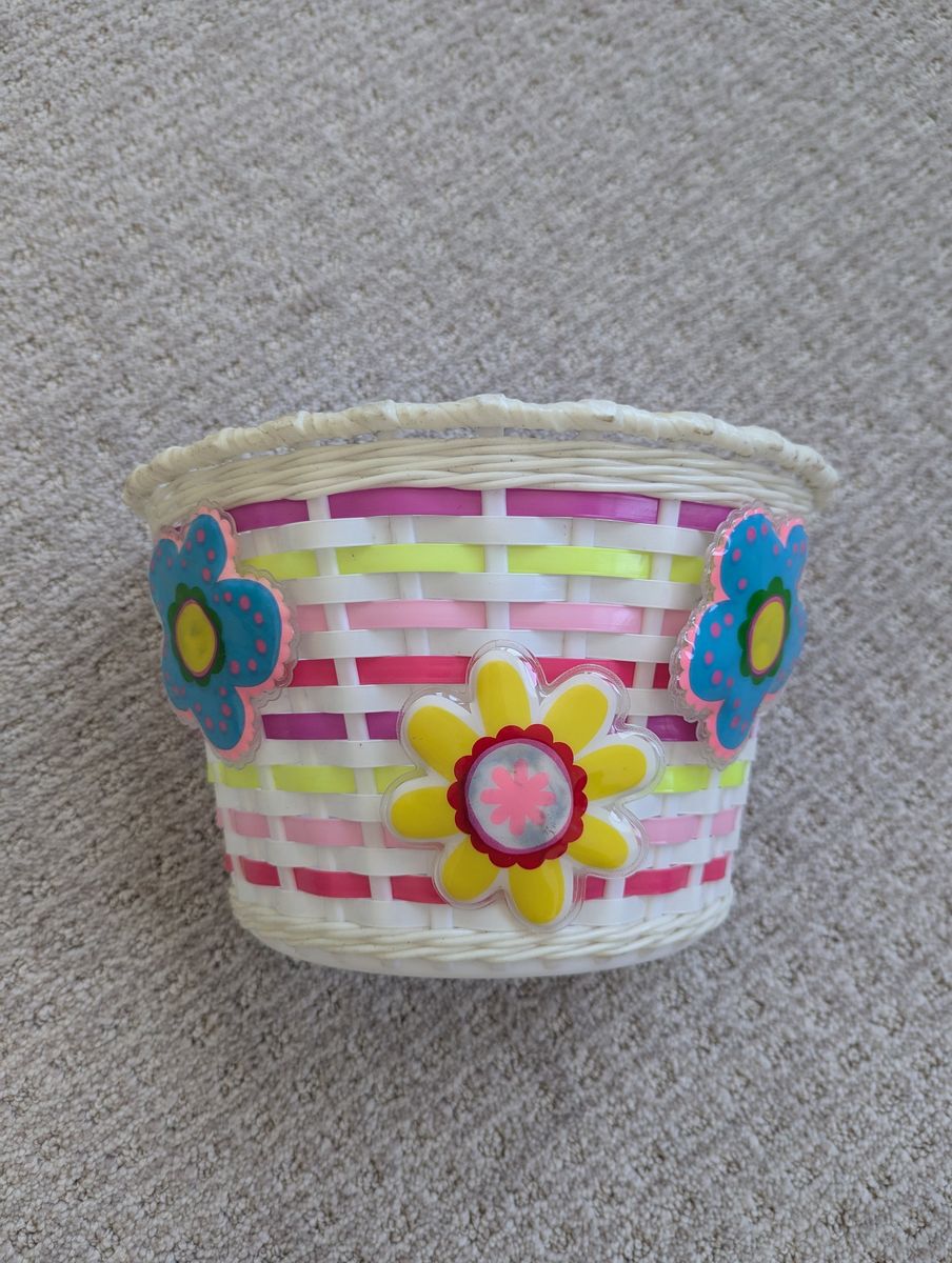 Girls white light-up bike basket (no hardware)