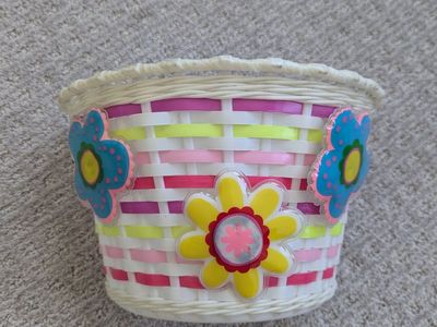 Girls white light-up bike basket (no hardware)