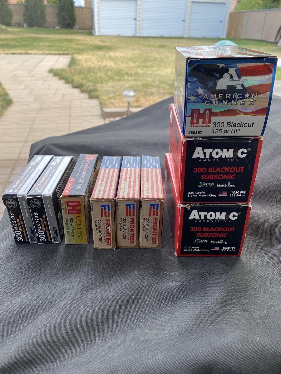 Mixed Lot 300 Blackout Ammo: Hornady, Sig Sauer, Frontier, Atom C - Subsonic & Supersonic