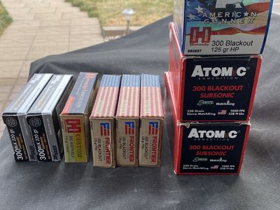 Mixed Lot 300 Blackout Ammo: Hornady, Sig Sauer, Frontier, Atom C - Subsonic & Supersonic