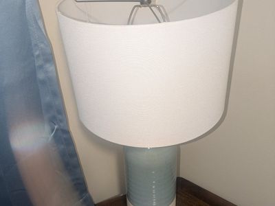 Blue and White Ceramic Table Lamp with Fabric Shade