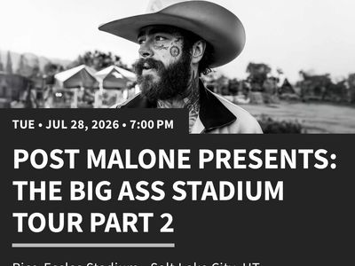 Two tickets! Post Malone: The Big Ass Stadium Tour Part 2 - Rice-Eccles Stadium Salt Lake City UT - Jul 28, 2026