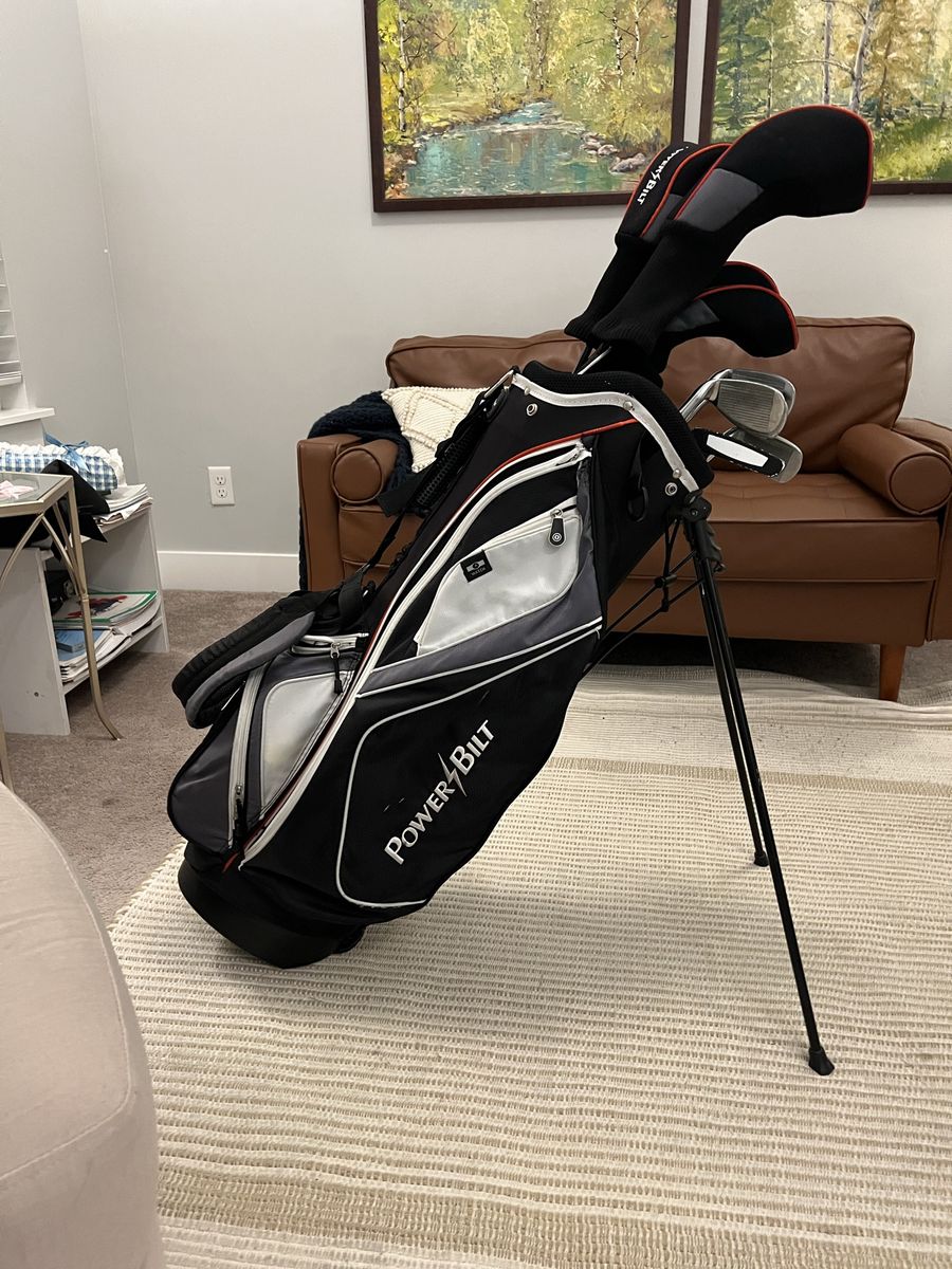 PowerBilt Golf Club Set with Stand Bag, Drivers, Hybrids, Irons, and Putter