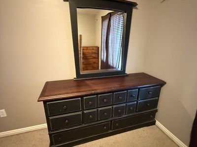 Black & Wood Dresser with Mirror