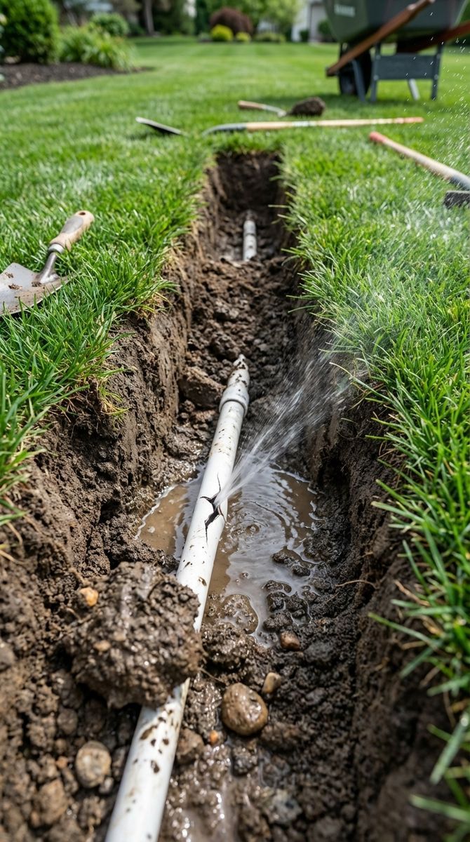 Sprinkler repair and adjustment, fertilizer, seed.