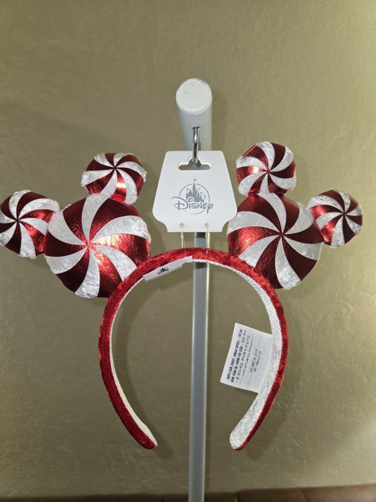 Disney Parks Peppermint Candy Mickey Mouse Ear Headband Holiday Christmas