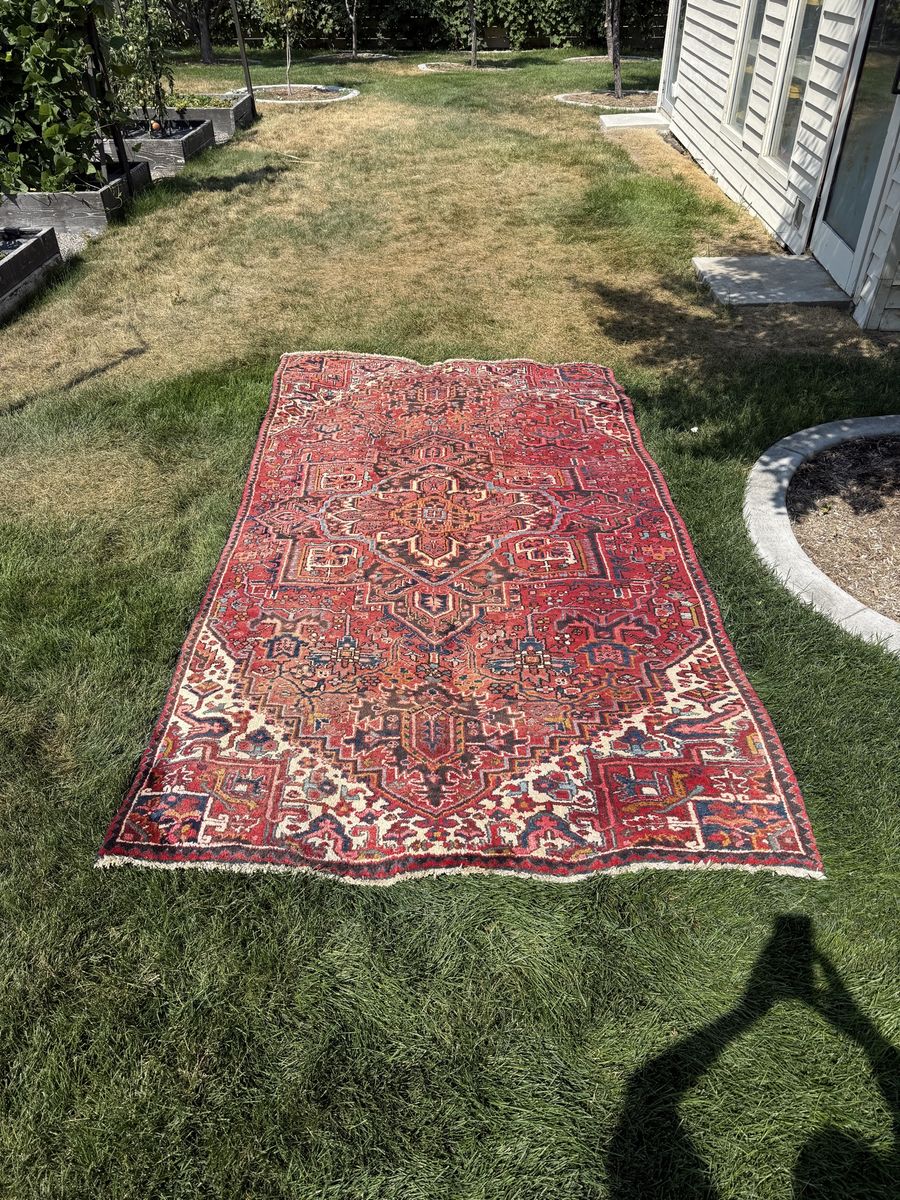 Vintage Hand-Knot Persian Red Wool Area Rug - Medallion Pattern 5.5x10