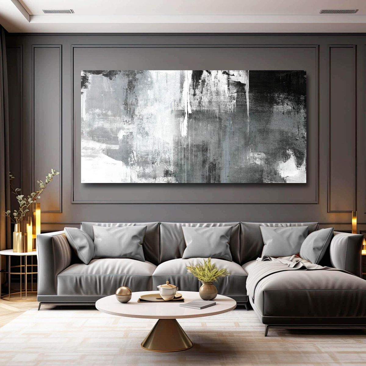 NEW 29"x58" Large Canvas Wall Art/Black And White Abstract Wall Art