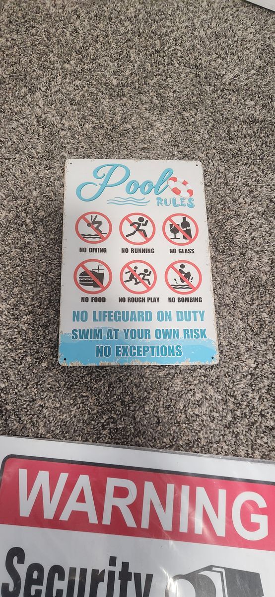 2-Pk Pool Rules Outdoor Pool Safety Tin Metal Signs No Diving Pool 8x12