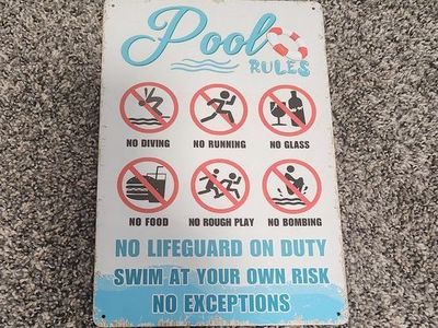 2-Pk Pool Rules Outdoor Pool Safety Tin Metal Signs No Diving Pool 8x12